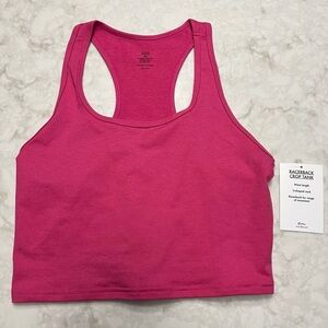 Fleo Racerback Crop Tank, medium, NWT, Heathered pink peacock